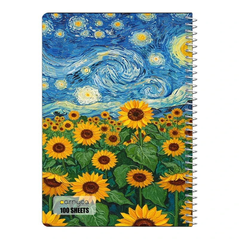 دفتر مشق 100 برگ سیمی کارنیکا طرح شب پرستاره فانتزی ون گوگ Fantasy Starry Night Van Gogh کد 63170