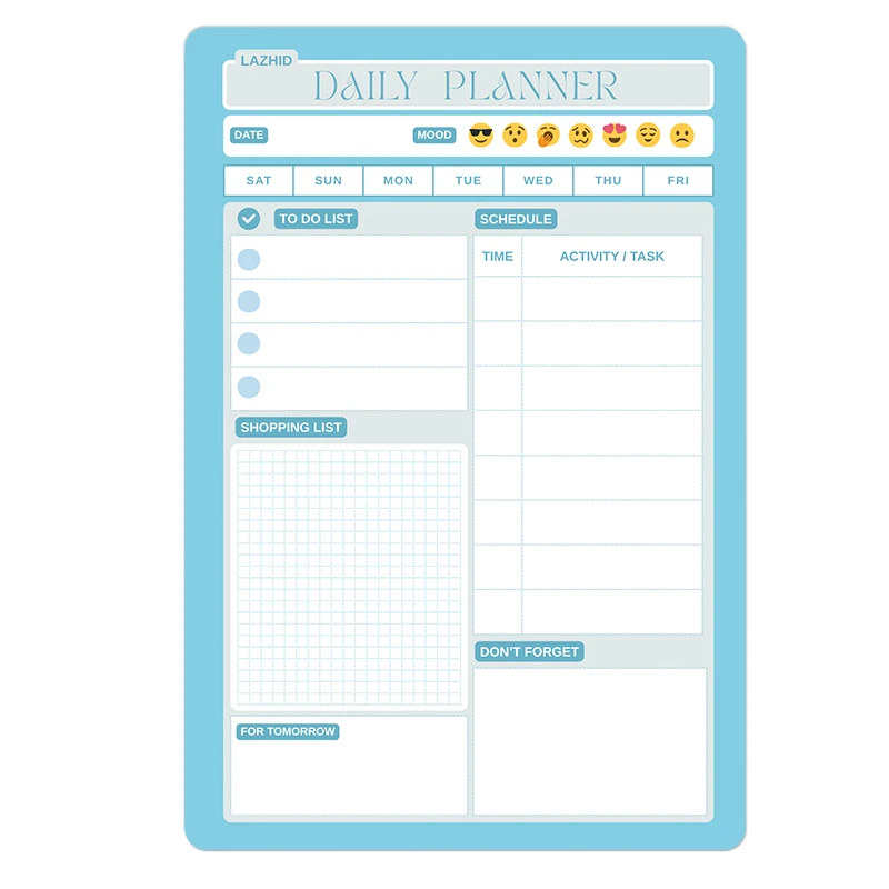تخته وایت برد لاژید طرح پلنر روزانه سایز 20X30 سانتیمتر
