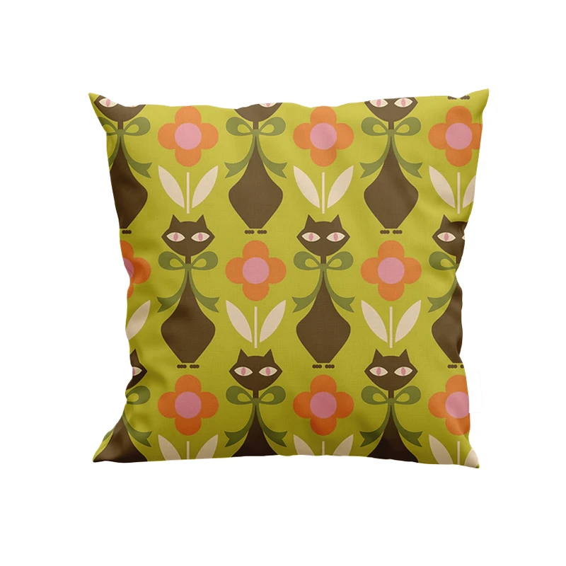 کوسن پاد آفرین مدل گل و گربه های فانتزی کد DKK623