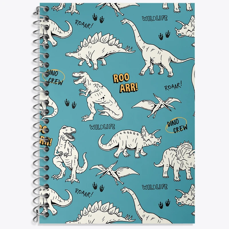 دفتر زبان 50 برگ خندالو مدل دو خط طرح دایناسور کد N554