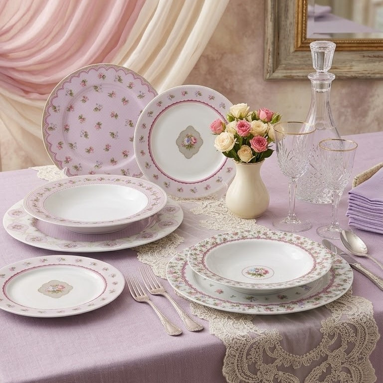سرویس غذاخوری 18 پارچه 6 نفره انگلیش هوم مدل Winter Rose 