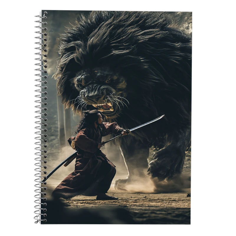 دفتر زبان 50 برگ مدوپد مدل دو خط طرح حیوانات جنگجو کد DF14961