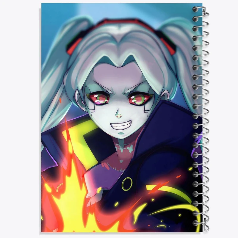 دفتر شطرنجی 50 برگ خندالو طرح ربکا انیمه سایبرپانک کد 23979