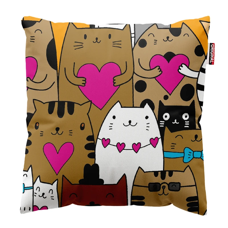 کوسن پاد آفرین مدل کارتونی طرح گربه کد PK403720 سایز 40*40 سانتی متر