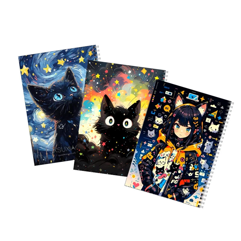 دفتر مشق 100 برگ بامبیلیپ طرح دختر و گربه کد 16 مجموعه 3 عددی