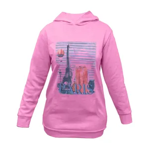 هودی زنانه مدل پاریس رنگ صورتی 