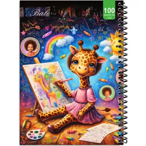 دفتر نقاشی 100 برگ بله مدل رحلی طرح فانتزی حیوانات کد A4-N171