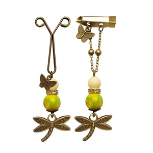 ست گیره روسری و سنجاق سینه زنانه مدل پروانه کد CM2