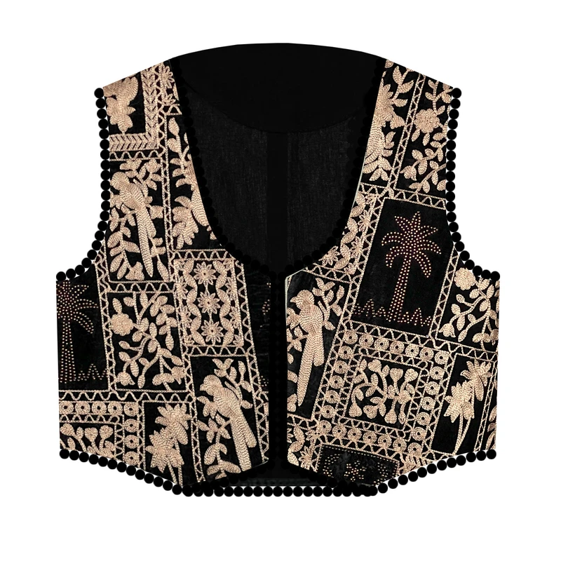 وست یقه هفت زنانه مدل مخمل گلدوزی سنتی کد AK1521