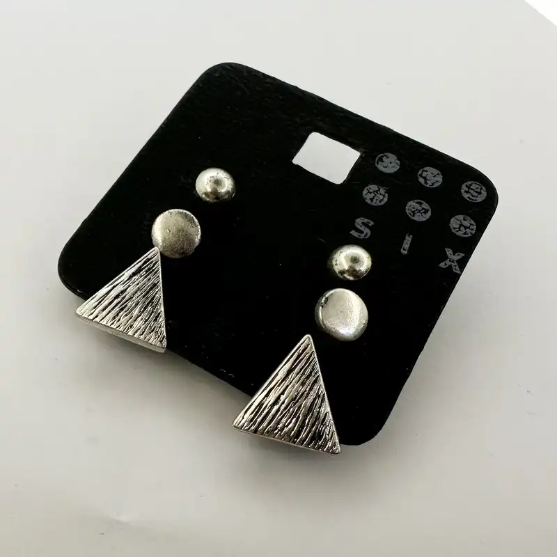 گوشواره زنانه سیکس مدل آنتیک هندسی مجموعه 3 عددی