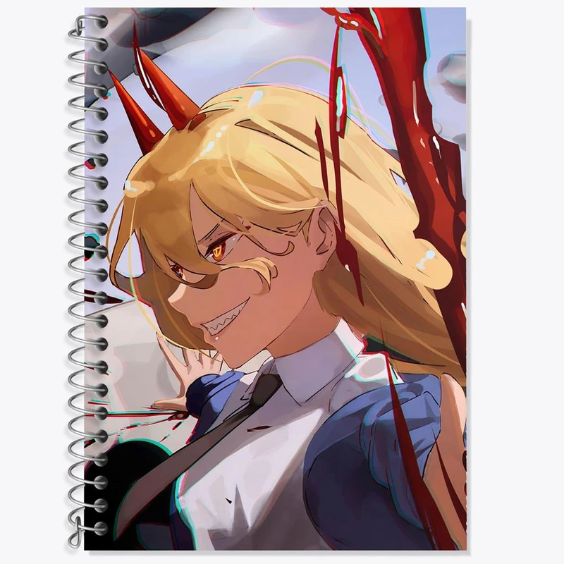 دفتر لغت 50 برگ خندالو مدل پاور انیمه مرد اره ای Chainsaw Man کد 22317