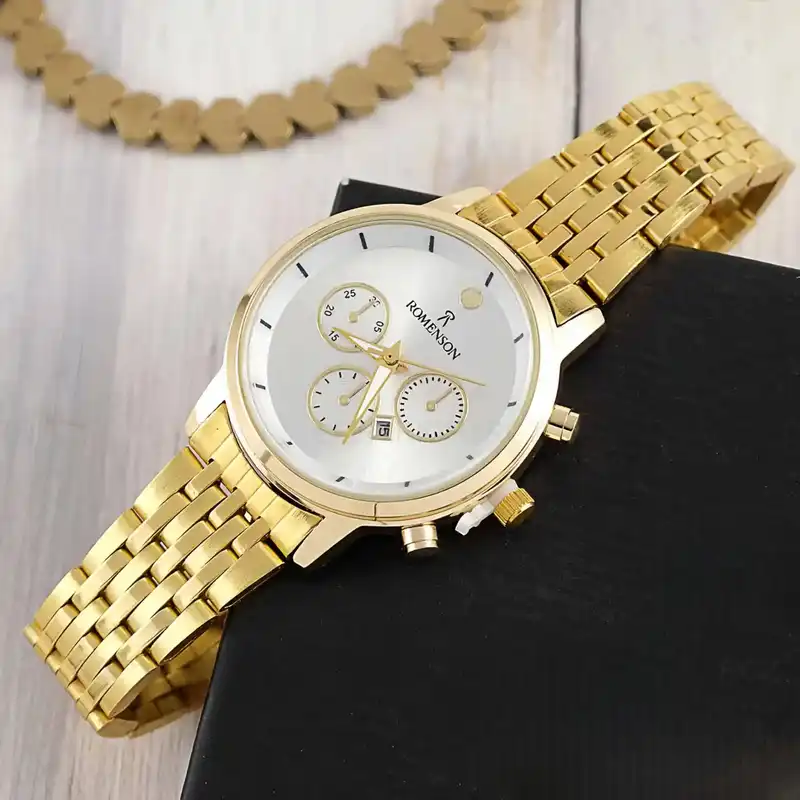 ساعت مچی عقربه ای زنانه مدل تک موتوره تقویم دار بند فلزی کد 1