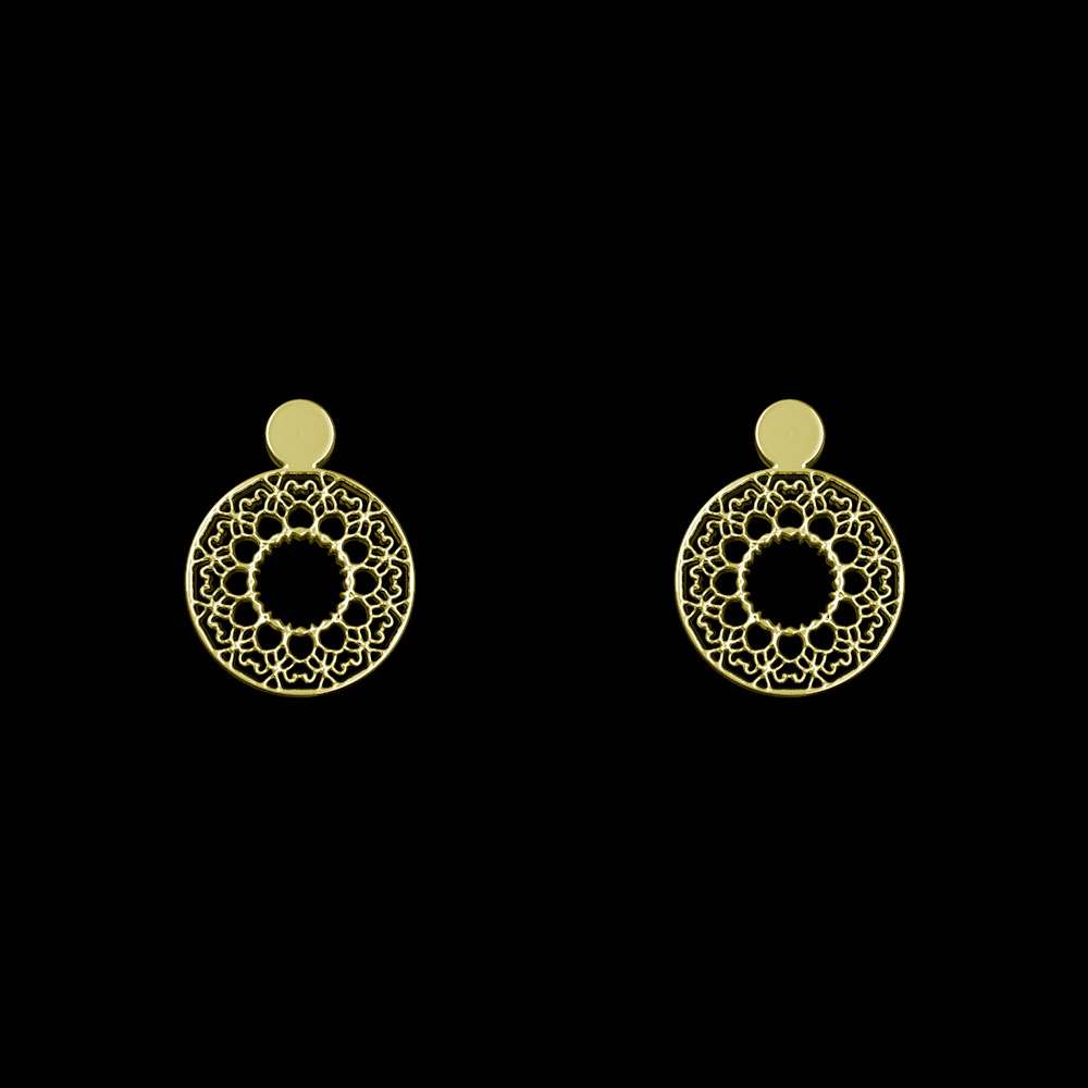 گوشواره طلا 18 عیار زنانه مدوپد مدل دایره اسلیمی کد GA1-10466