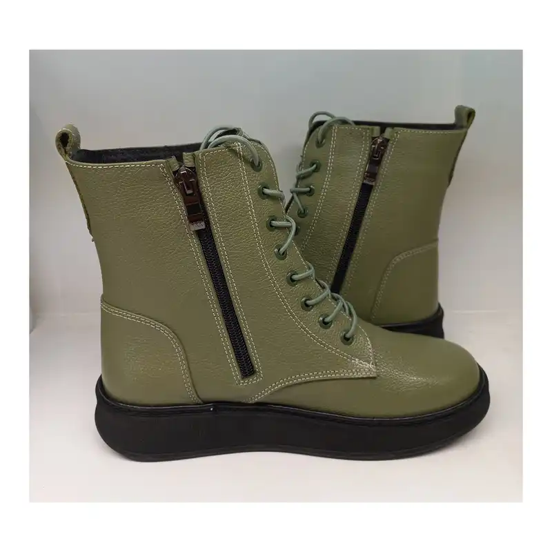 نیم بوت زنانه سرزمین چرم مدل 145335 رنگ سبز