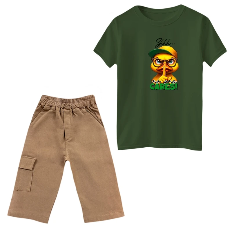 ست تی‌شرت و شلوارک دخترانه مدل اردک