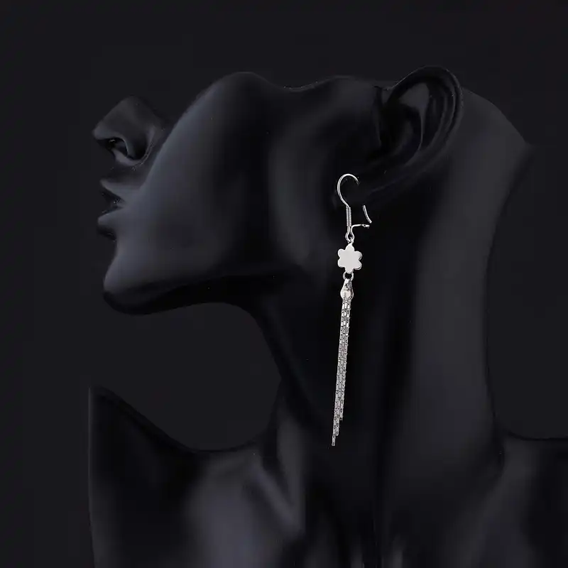 گوشواره نقره زنانه بازرگانی میلادی مدل آبکاری رادیوم کد GZN_367