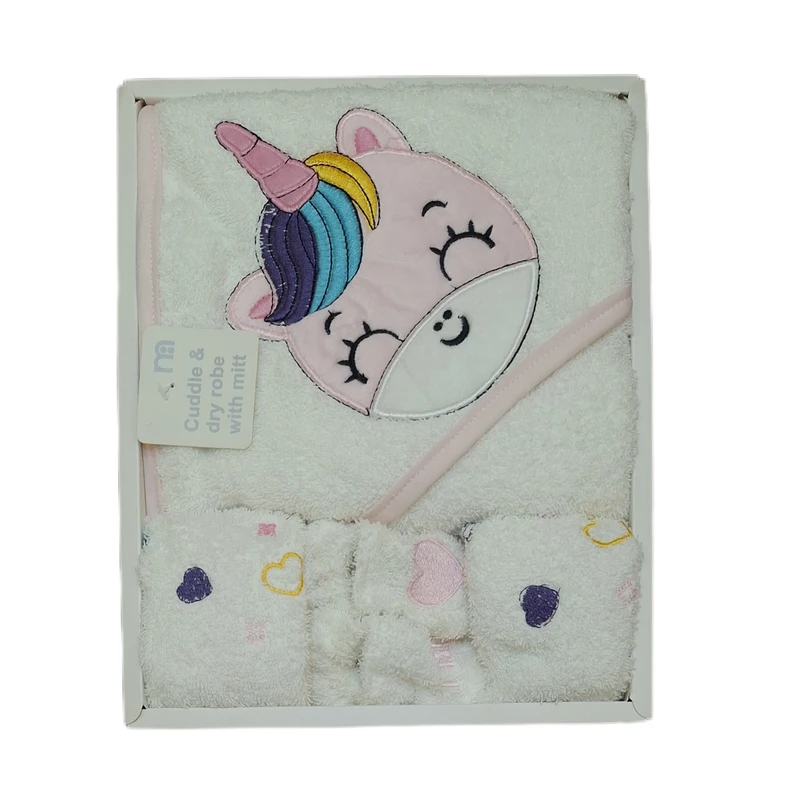 سرویس حوله 4 تکه کودک مادرکر مدل یونیکورن شاخدار بالدار