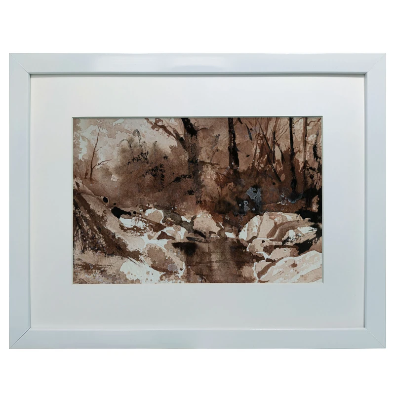 تابلو نقاشی آبرنگ به سبک امپرسیونیسم طرح برکه جنگلی کد 177