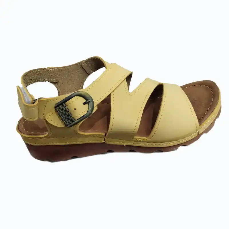 صندل زنانه مدل چسبی رنگ زرد