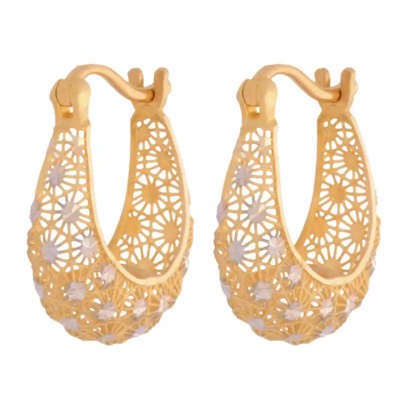 گوشواره طلا 18 عیار زنانه طلای مستجابی مدل کشکولی کد 69