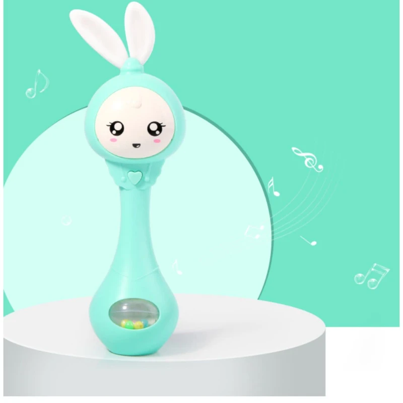 عکس شماره 2 : جغجغه ناب سل مدل دستی دندان گیر چراغدار موزیکال خرگوش بامزه کد funny rabbit teething hand rattle