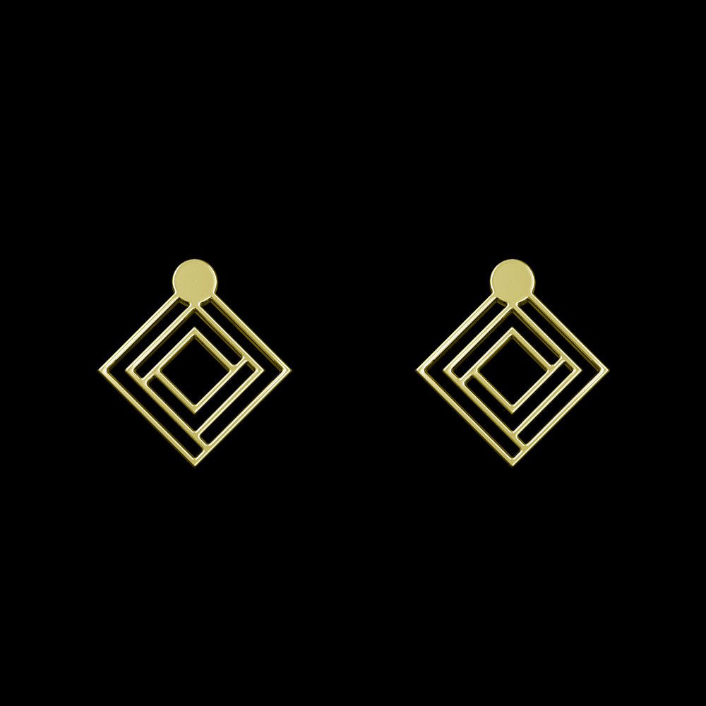 گوشواره طلا 18 عیار زنانه مدوپد مدل هندسی کد GA1-10399