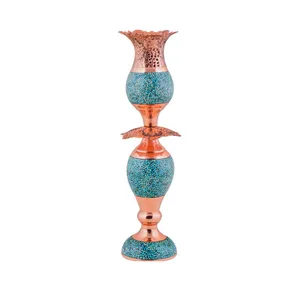 شمعدان فیروزه کوبی آقاجانی مدل لاله کد F047