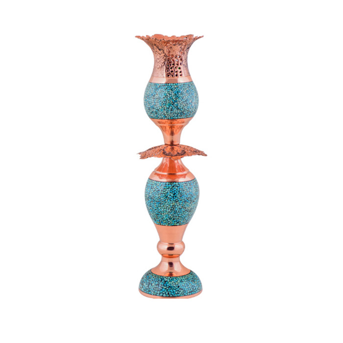 شمعدان فیروزه کوبی آقاجانی مدل لاله کد F047