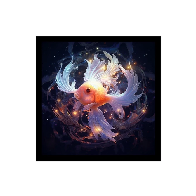 تابلو نوری بکلیت طرح طبیعت دریا و ماهی مدل B-MID-16020