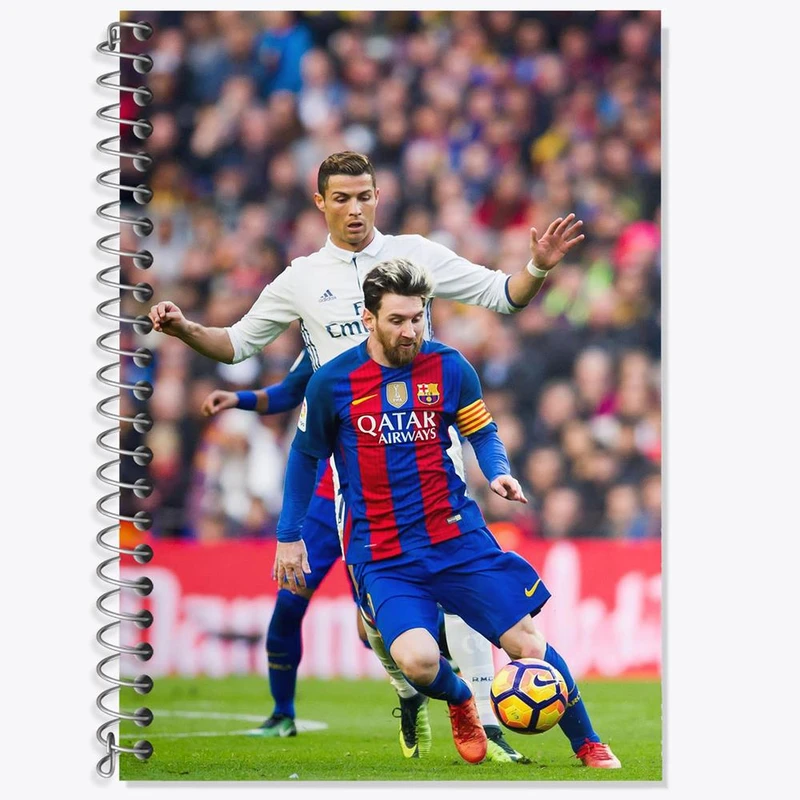 دفتر زبان 50 برگ خندالو مدل دو خط طرح کریستیانو رونالدو و لیونل مسی کد 14007