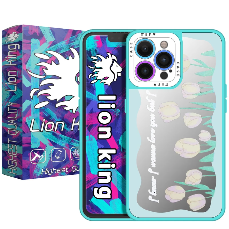   کاور لاین کینگ مدل آینه ایی لاله سبز مناسب برای گوشی موبایل اپل IPhone 12 pro Max