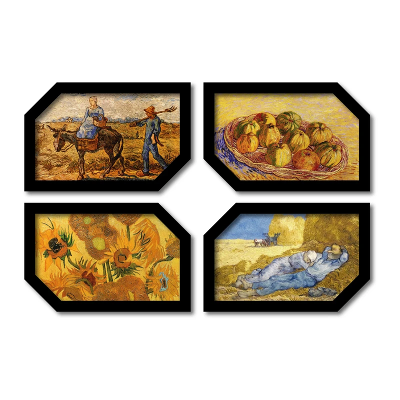 تابلو مدل وینسنت ونگوگ طرح مزرعه کد 564 مجموعه 4 عددی