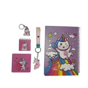 بسته لوازم تحریر مدل جیرینگی طرح یونیکورن مجموعه ۶ عددی