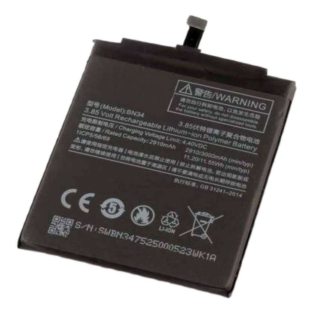 باتری موبایل مدل BN34 ظرفیت 2910 میلی آمپر ساعت مناسب برای گوشی موبایل شیائومی Redmi 5A