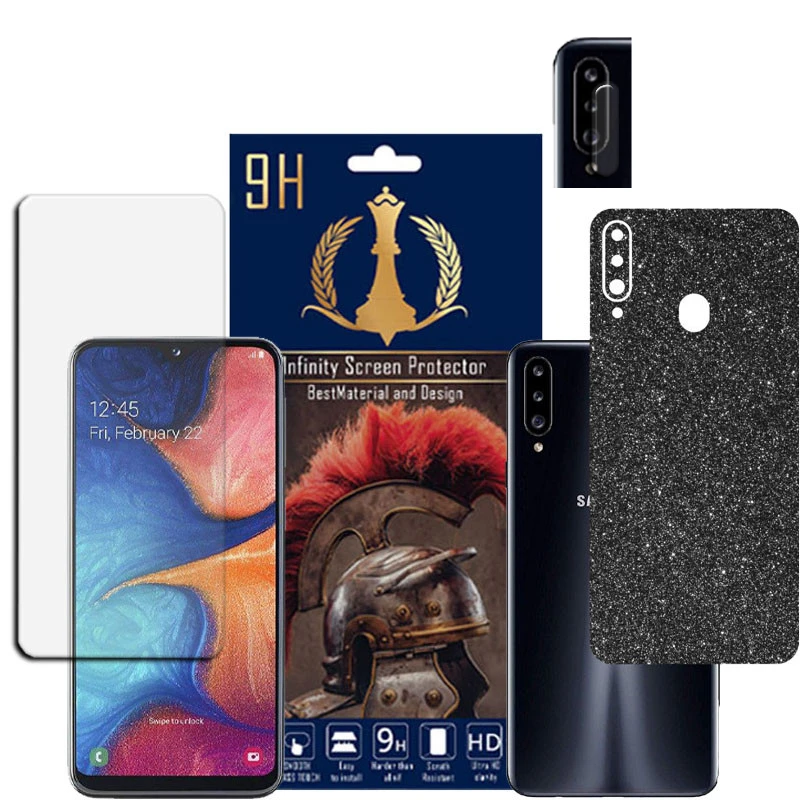  برچسب پوششی اینفینیتی مدل PRO MAX مناسب برای گوشی موبایل سامسونگ GALAXY A20S به همراه محافظ صفحه نمایش و محافظ لنز دوربین