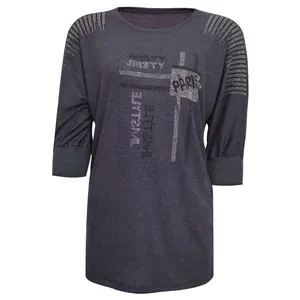 تی شرت آستین کوتاه زنانه مدل PARIS فانریپ نگینی قواره دار کد tm-1866