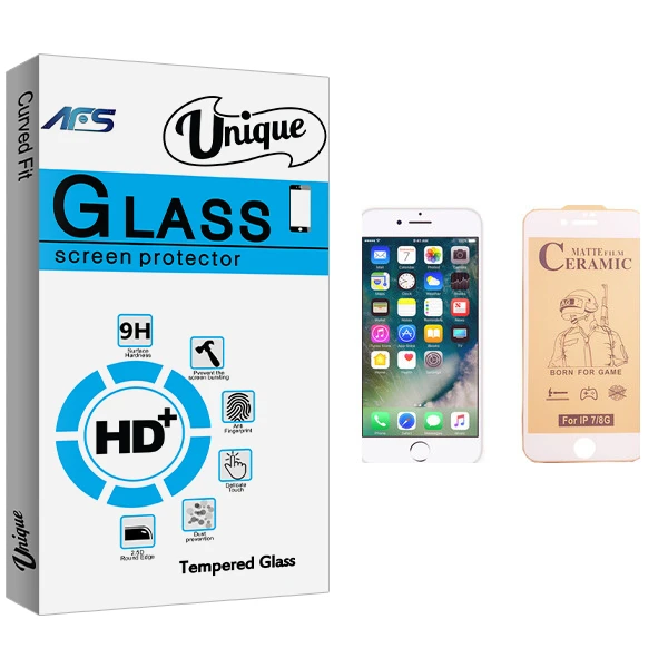 محافظ صفحه نمایش سرامیکی ای اف اس مدل Unique Glass مناسب برای گوشی موبایل اپل iPhone 7