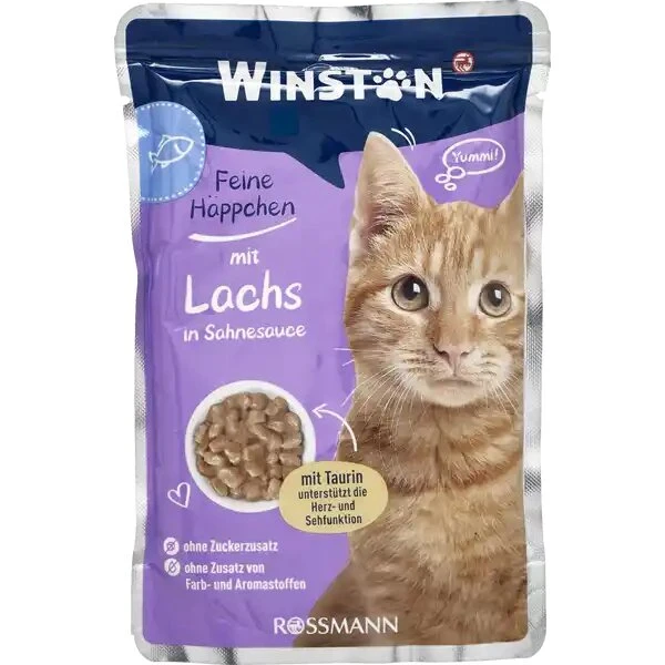 پوچ گربه وینستون مدل سسی طعم ماهی قزل آلا وزن 100 گرم