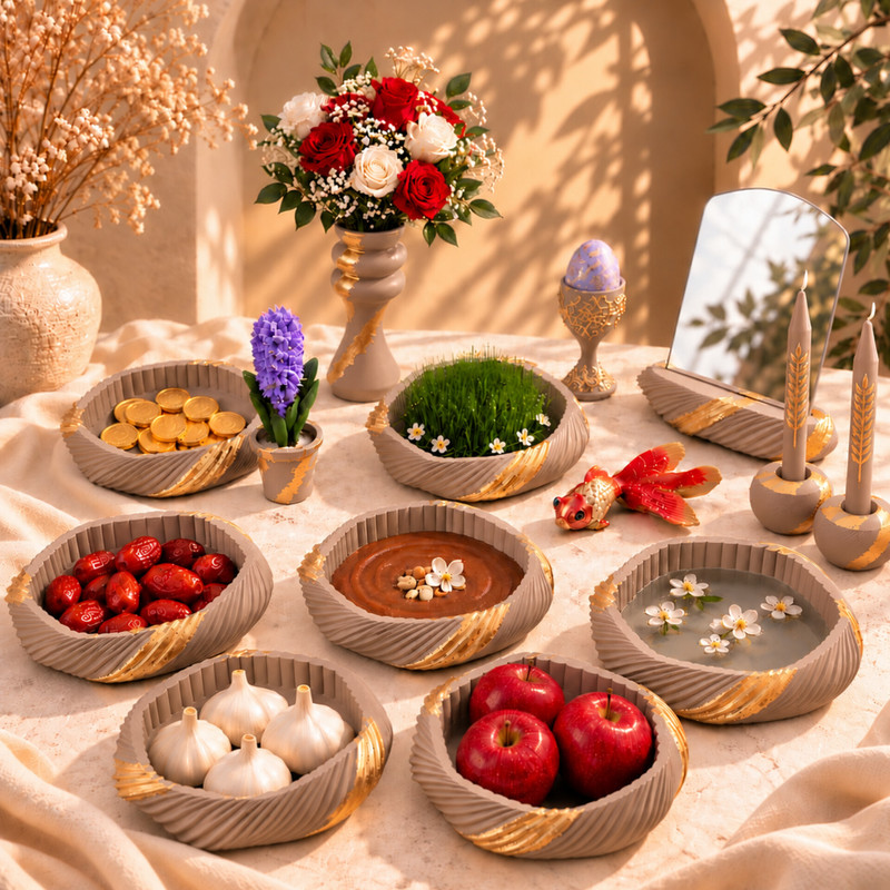 ست هفت سین طرح شیاردار مجموعه 14 عددی
