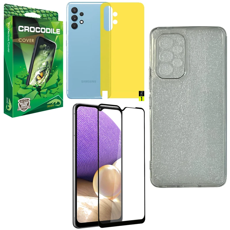 کاور کروکودیل مدل CO-PC-AAA مناسب برای گوشی موبایل سامسونگ Galaxy A32 4G به همراه محافظ صفحه نمایش و محافظ پشت گوشی