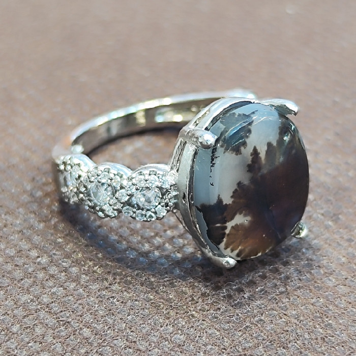 انگشتر نقره زنانه مدل عقیق شجر کد 5880