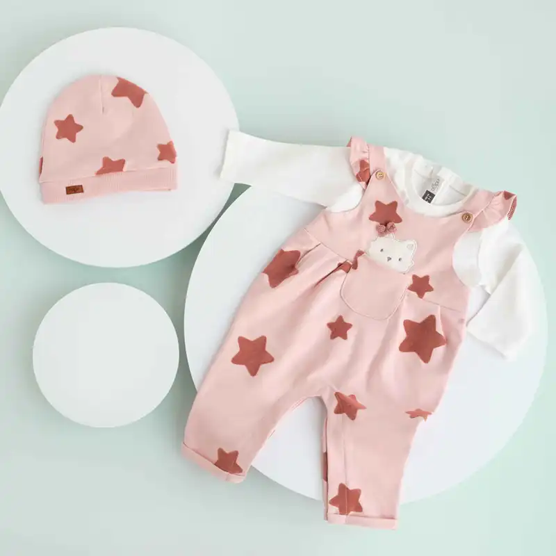 ست سرهمی و کلاه نوزادی ایندیگو مدل 296097-رنگ صورتی