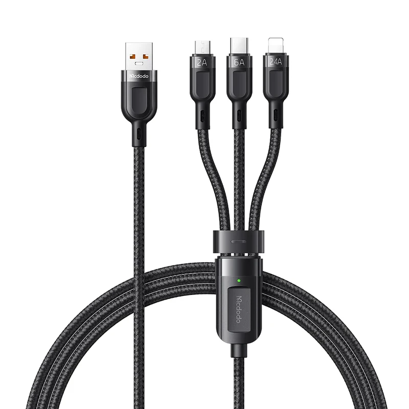 کابل تبدیل USB به microUSB / لایتنینگ / USB-C مک دودو مدل CA-0930 طول 1.2 متر