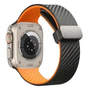 بند مسیر مدل Dual CR Silicone Magnetic Clasp مناسب برای اپل واچ سری 1/2/3/4/5/6/7/8/9/ SE / ULTRA / ULTRA 2 سایز 42/44/45/49 میلی متری