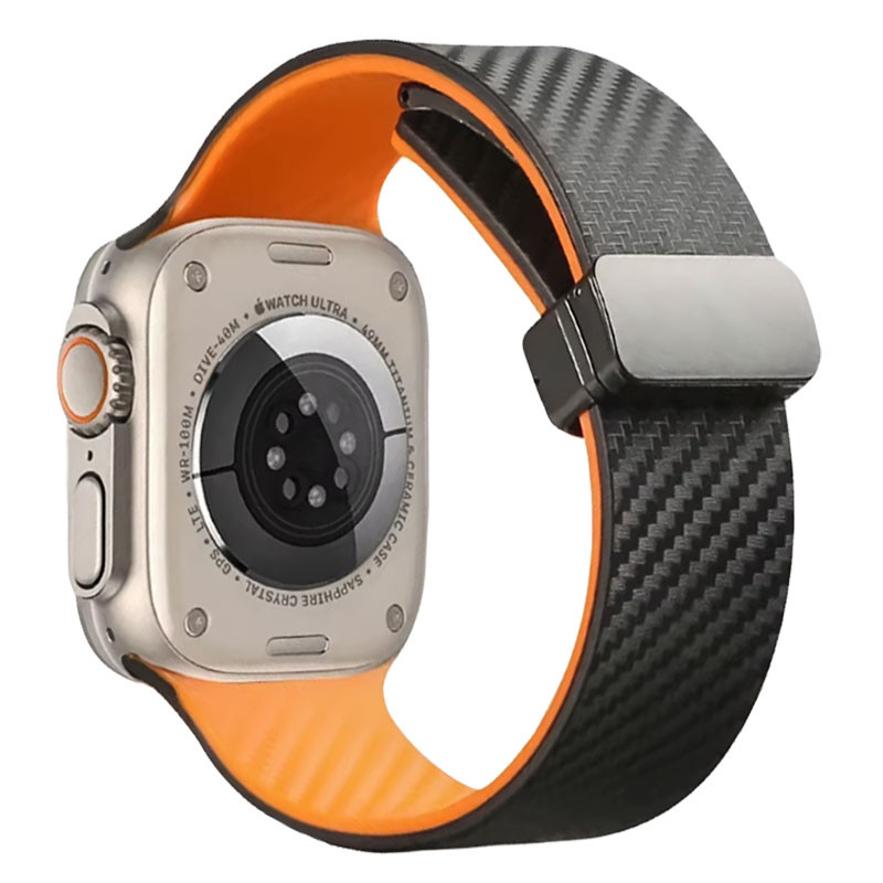 بند مسیر مدل Dual CR Silicone Magnetic Clasp مناسب برای اپل واچ سری 1/2/3/4/5/6/7/8/9/ SE / ULTRA / ULTRA 2 سایز 42/44/45/49 میلی متری