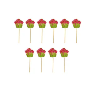 تاپر تزیین کیک مدل توت فرنگی بسته 10 عددی