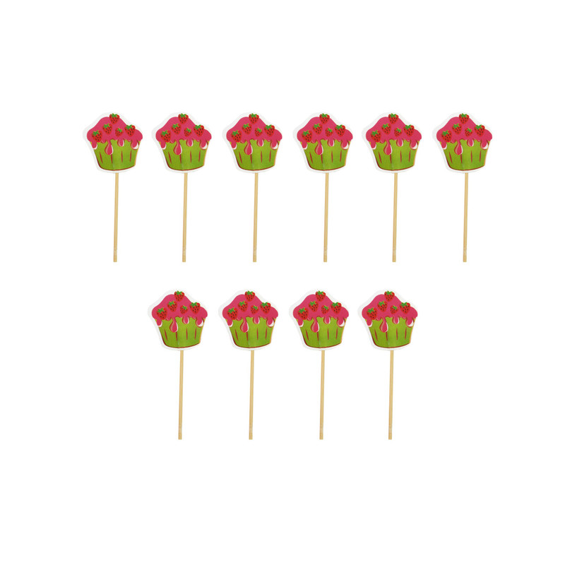 تاپر تزیین کیک مدل توت فرنگی بسته 10 عددی