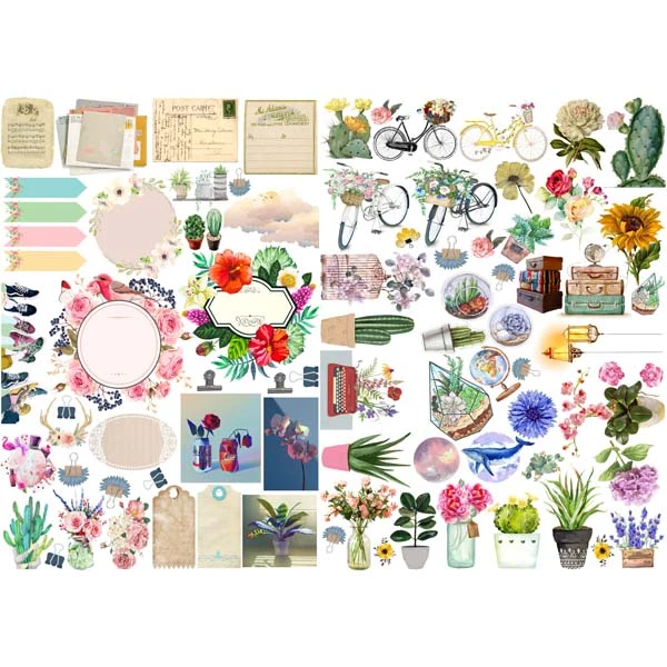 برچسب مدل بولت ژورنال اسکرپ بوک طرح گل مجموعه 79 عددی