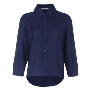 شومیز آستین بلند یقه برگردان زنانه آر اِن اِس مدل 112723835904 رنگ سرمه‌ای