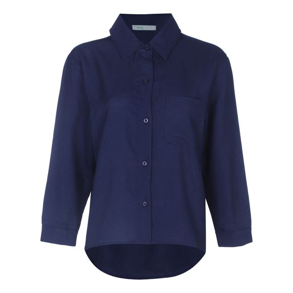 شومیز آستین بلند یقه برگردان زنانه آر اِن اِس مدل 112723835904 رنگ سرمه‌ای